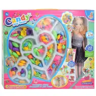 Candy PopBead: 143db-os Ékszerkészítő gyöngyszett babával, színes gyöngyökkel, gyűrűkkel és kiegészítő elemekkel