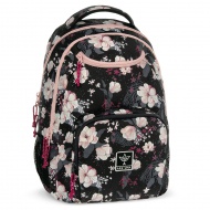 Ars Una: Flowery Black virágos AU-6 iskolatáska, hátizsák 34x45x26cm