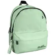 Must: Négyrekeszes lekerekített világoszöld iskolatáska, hátizsák 32x19x42cm