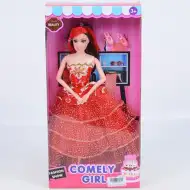 Comely Girl 28cm-es divatbaba piros estélyi ruhában kiegészítőkkel