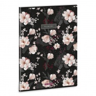 Ars Una: Flowery Black extra kapcsos kockás füzet A/4