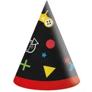 Gamer mintájú party papír kalap 6db-os szett