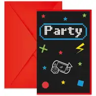 Gamer mintás party meghívó borítékkal 6db-os szett