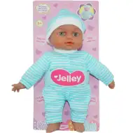 Jelley baba kék csíkos ruhában 25cm