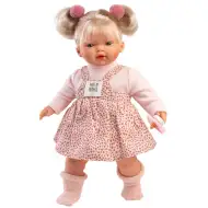 Llorens: Roberta 33cm-es síró baba cumival pöttyös ruhában