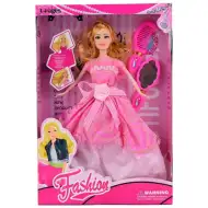 Fashion divatbaba rózsaszín báli ruhában kiegészítőkkel 29cm
