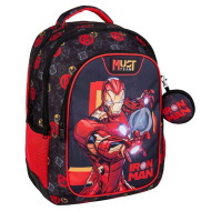 Luna: Must Team Vasember lekerekített 3 rekeszes iskolatáska, hátizsák 32x18x43cm