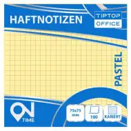 Spirit: Kockás pasztell sárga 100 lapos öntapadós jegyzettömb 75x75mm