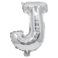 Betű formájú fólia lufi ezüst színben – J betű 32cm